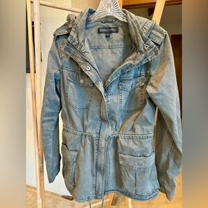 Olive Green Utility Jacket - Distressed style - Women’s medium